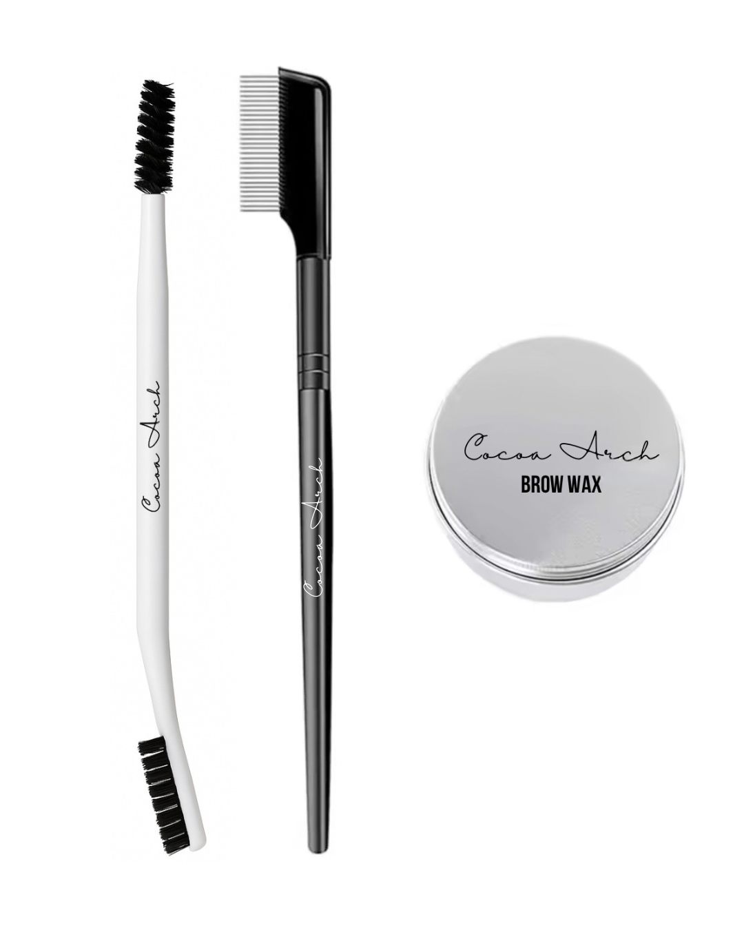Triple Set (Cocoa Arch Brow Wax, Brow & Lash comb, Double Brow Brush